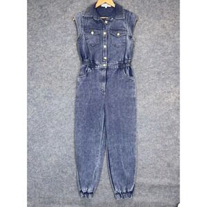 Anthropologie Elliatt Arrangement Denim Jumpsuit Women Small Sleeveless Acid Was